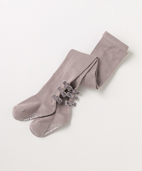 petit main（プティマイン）の「メニーリボンタイツ（タイツ/ストッキング・キッズ・ライトピンク/アイボリー/チャコール・130cm/90cm/110cm/120cm/100cm/80ｃｍ）」の3枚目の写真