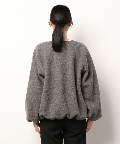 チチカカ（チチカカ）の「ボアジャケット（ノーカラージャケット・レディース・グレー/オフホワイト・FREE）」の7枚目の写真