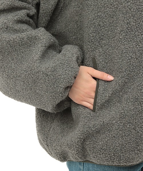 チチカカ（チチカカ）の「ボアジャケット（ノーカラージャケット・レディース・グレー/オフホワイト・FREE）」の22枚目の写真