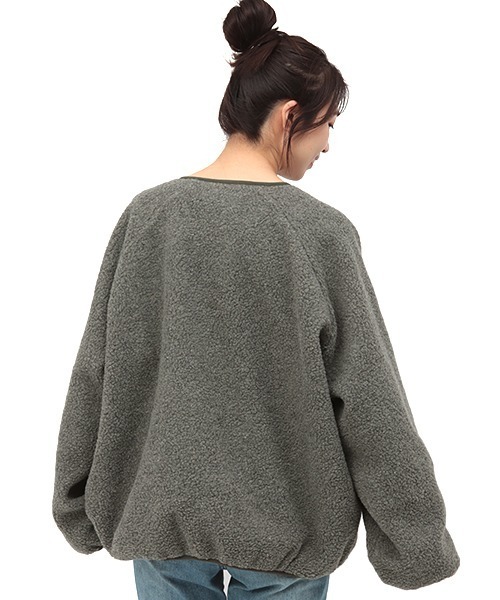 チチカカ（チチカカ）の「ボアジャケット（ノーカラージャケット・レディース・グレー/オフホワイト・FREE）」の20枚目の写真