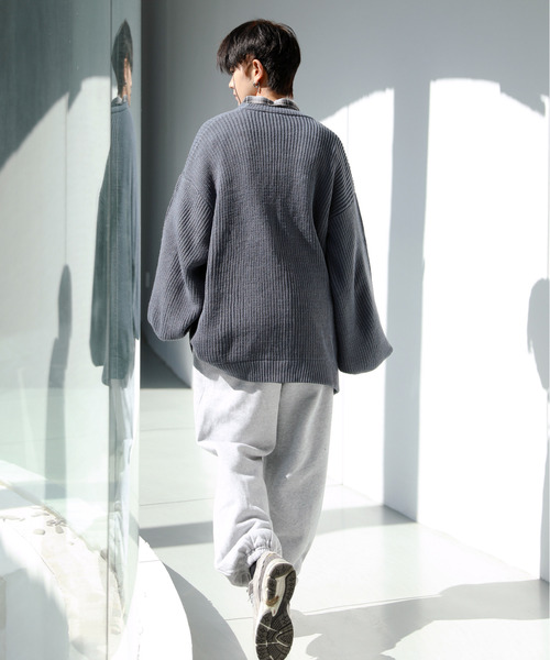neos（ネオス）の「【neos -addictive design-】ルーズシルエット バルーンスリーブ 畦編み ニット カーディガン（カーディガン/ボレロ・メンズ・ホワイト/チャコールグレー/ブラウン/ブルーグレー・MEDIUM/LARGE）」の22枚目の写真