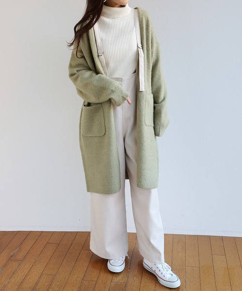 andme（アンドミー）の「起毛サスペンダーワイドサロペット（サロペット/オーバーオール・レディース・チャコールグレー/ブラック/ダークブラウン/オフホワイト/ブルーグリーン/ブラウン/ラベンダー・M/L）」の22枚目の写真