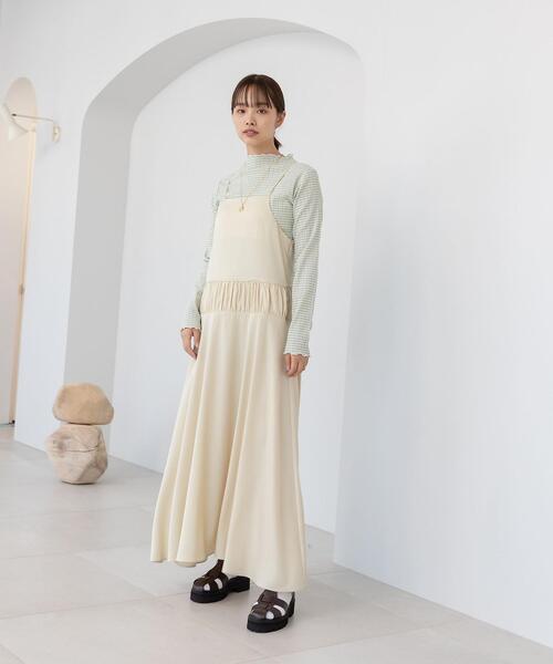 CITEN（シテン）の「＜CITEN（シテン）＞ウエストギャザーキャミ ワンピース（ワンピース・レディース・ネイビー/クリーム・FREE）」の3枚目の写真