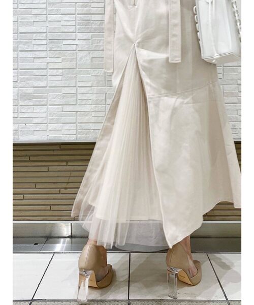 MERCURYDUO（マーキュリーデュオ）の「バックプリーツデニムキャミジャンスカ（ワンピース・レディース・インディゴブルー/アイボリー/ラベンダー・MEDIUM/SMALL）」の10枚目の写真