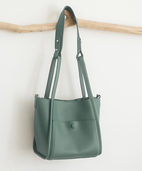 me+em select（ミームセレクト）の「【 ポーチ付き 】4wayフェイクレザースクエアバッグ（ショルダーストラップ付属）（ショルダーバッグ・レディース・ブラック/ベージュ/ブラウン/カーキ/ブルー・FREE）」の12枚目の写真