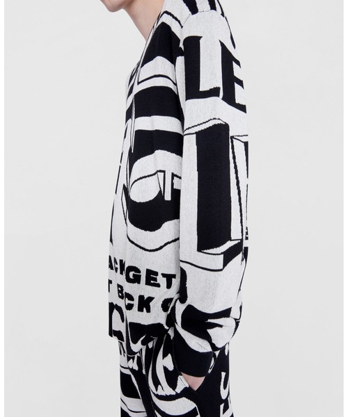 STELLA McCARTNEY（ステラマッカートニー）の「【UNISEX】Get Back Jacquard Jumper ‐ ユニセックス ゲットバック ジャカードニット（ニット/セーター・レディース・ブラック×ホワイト・MEDIUM）」の2枚目の写真