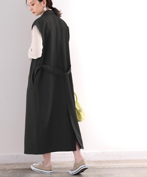 classicalelf（クラシカルエルフ）の「ハンサム派必見。ノースリーブロングトレンチコート（トレンチコート・レディース・ブラック/ベージュ/グレイッシュベージュ・MEDIUM/LARGE/X-LARGE）」の12枚目の写真