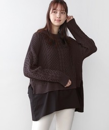 Bou Jeloud | 布帛ドッキングケーブルニットチュニック(ニット/セーター)