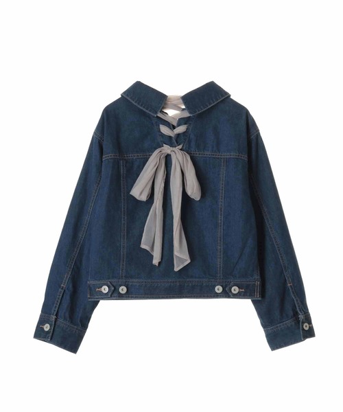 31 Sons de mode（トランテアン　ソン　ドゥ　モード）の「バックレースアップデニムジャケット（デニムジャケット・レディース・インディゴブルー/ブルー・FREE）」の9枚目の写真