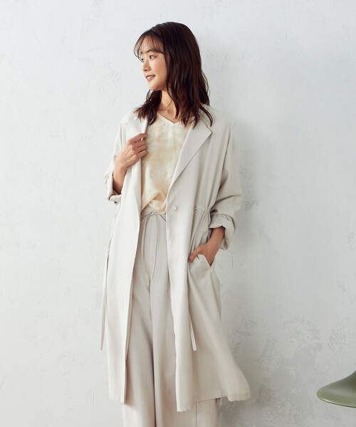 COMME CA ISM(コムサイズム)の「★TVドラマ着用商品★ 【2WAY】ノーカラーコート チュニックワンピース(ノーカラーコート・レディース・ネイビー/グレイッシュベージュ・MEDIUM/LARGE)」の13枚目の写真