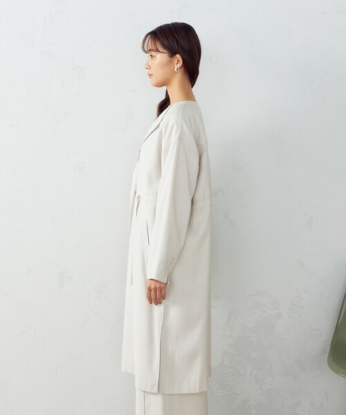 COMME CA ISM(コムサイズム)の「★TVドラマ着用商品★ 【2WAY】ノーカラーコート チュニックワンピース(ノーカラーコート・レディース・ネイビー/グレイッシュベージュ・MEDIUM/LARGE)」の12枚目の写真