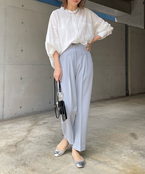 DouDou（ドゥドゥ）の「ハイウエストパンツ（その他パンツ・レディース・スカイブルー/ブラック/ライトベージュ・FREE）」の5枚目の写真