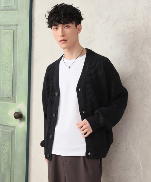 TopIsm（トップイズム）の「ハイバルキー 片畦 ワイドカーディガン（カーディガン/ボレロ・メンズ・ホワイト/チャコールグレー/ライトグレー/ブラック/ダークブラウン/ネイビー/サックスブルー/グリーン/グレイッシュベージュ・LL/M/L）」の9枚目の写真