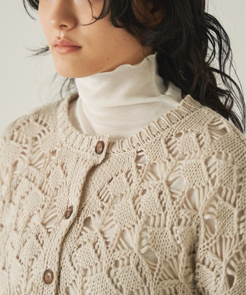 ANGIE（アンジー）の「透かし編み2WAYショートニットカーディガン（カーディガン/ボレロ・レディース・グリーン/アイボリー/ブルー/ブラック/ライム・FREE）」の14枚目の写真