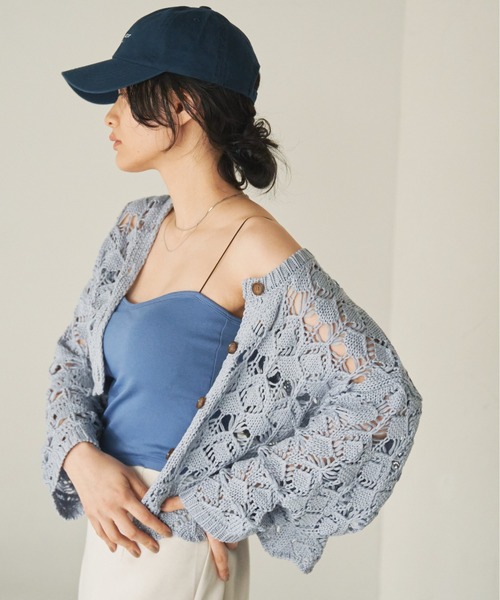 ANGIE（アンジー）の「透かし編み2WAYショートニットカーディガン（カーディガン/ボレロ・レディース・グリーン/アイボリー/ブルー/ブラック/ライム・FREE）」の13枚目の写真