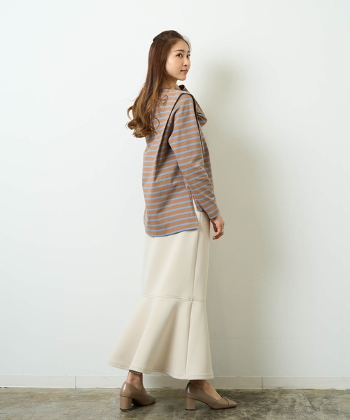HERENCIA(ヘレンチア)の「ショルダー タック デザイン ボーダー ロングスリーブ(Tシャツ/カットソー・レディース・ホワイト×ピンク/ホワイト×ブルー/ブラック×ホワイト/ホワイト×ブラック/ブラウン系その他・MEDIUM)」の9枚目の写真