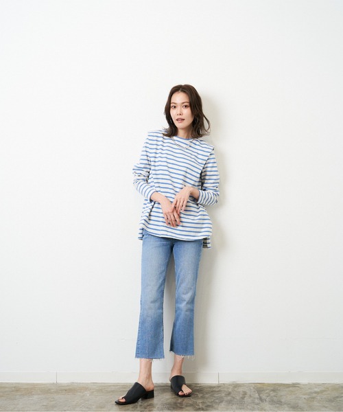 HERENCIA(ヘレンチア)の「ショルダー タック デザイン ボーダー ロングスリーブ(Tシャツ/カットソー・レディース・ホワイト×ピンク/ホワイト×ブルー/ブラック×ホワイト/ホワイト×ブラック/ブラウン系その他・MEDIUM)」の18枚目の写真