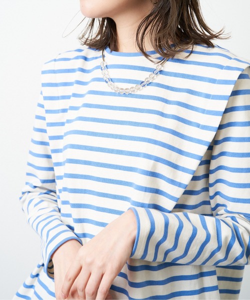 HERENCIA(ヘレンチア)の「ショルダー タック デザイン ボーダー ロングスリーブ(Tシャツ/カットソー・レディース・ホワイト×ピンク/ホワイト×ブルー/ブラック×ホワイト/ホワイト×ブラック/ブラウン系その他・MEDIUM)」の19枚目の写真