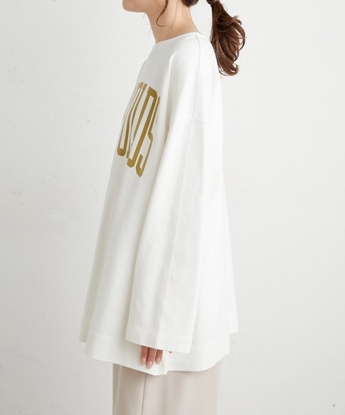 PUAL CE CIN（ピュアルセシン）の「ビッグロゴプリント ロングスリーブ（Tシャツ/カットソー・レディース・ホワイト系1/ホワイト系2/ベージュ/サックスブルー・FREE）」の6枚目の写真