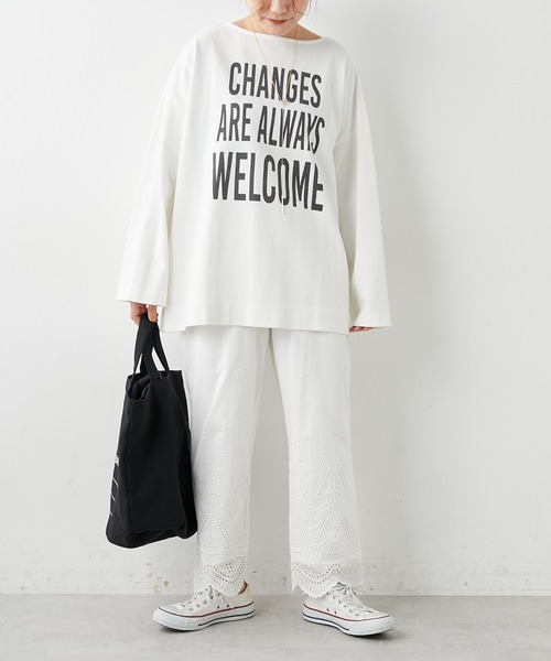 PUAL CE CIN（ピュアルセシン）の「ビッグロゴプリント ロングスリーブ（Tシャツ/カットソー・レディース・ホワイト系1/ホワイト系2/ベージュ/サックスブルー・FREE）」の21枚目の写真