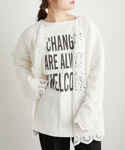 PUAL CE CIN（ピュアルセシン）の「ビッグロゴプリント ロングスリーブ（Tシャツ/カットソー・レディース・ホワイト系1/ホワイト系2/ベージュ/サックスブルー・FREE）」の14枚目の写真