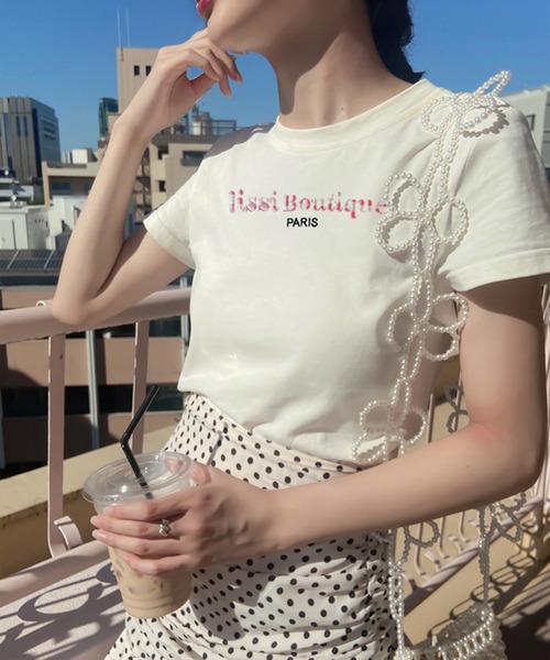 lissi Boutique（リージーブティック）の「【lissi Boutique】lissi thank for you original tee PARISVer.（Tシャツ/カットソー・レディース・ベージュ/イエロー・FREE）」の4枚目の写真