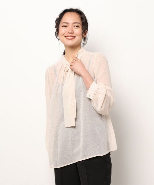 Te chichi（テチチ）の「小紋柄＆ドットアソートボウタイブラウス（シャツ/ブラウス・レディース・ベージュ/ネイビー/オフホワイト/ミント・ﾌﾘ-）」の10枚目の写真