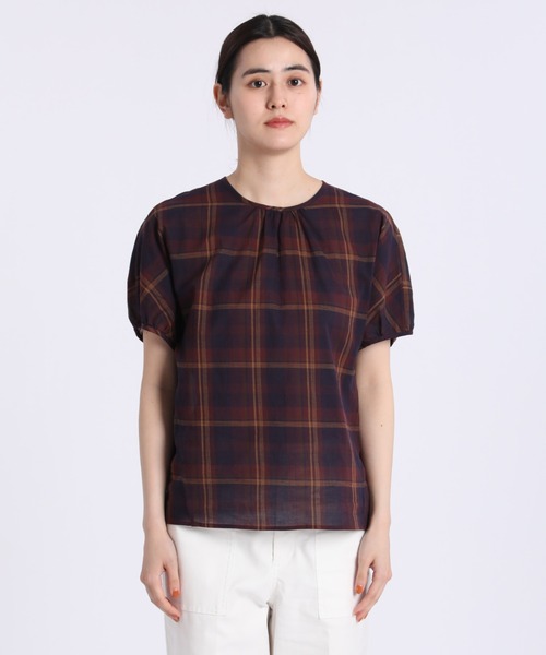 Maison de Beige（メゾンドベージュ）の「《Maison de Beige》マドラスチェックブラウス（シャツ/ブラウス・レディース・エンジ・9号/7号）」の2枚目の写真