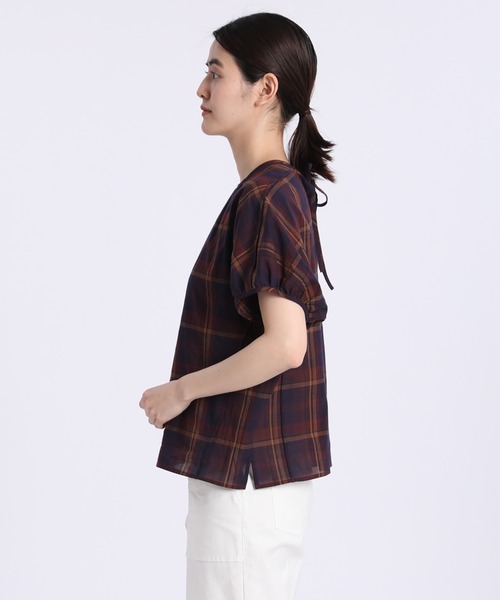 Maison de Beige（メゾンドベージュ）の「《Maison de Beige》マドラスチェックブラウス（シャツ/ブラウス・レディース・エンジ・9号/7号）」の3枚目の写真