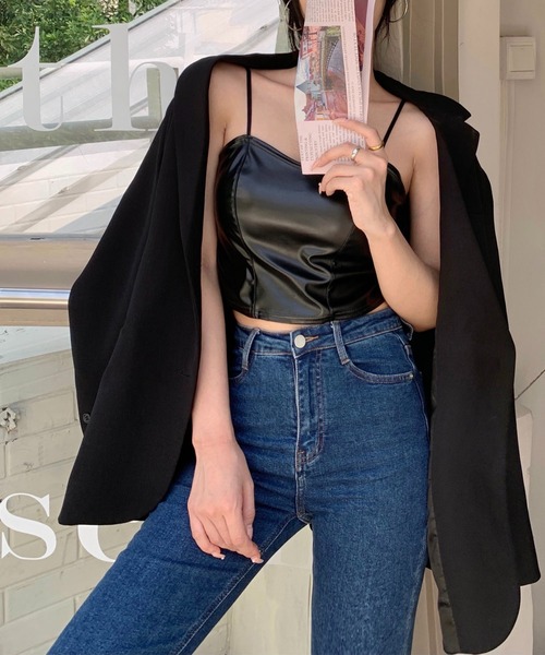 イデアルーチェ　フェイクレザー　キャミ イデアルーチェ❤︎フェイクレザーキャミ 黒 iDea Luce イデアルーチェ