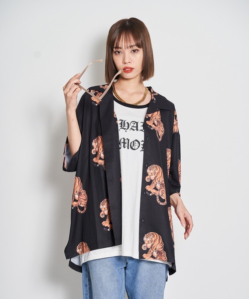 GALLIS ADDICTION(ガリスアディクション)の「GA TIGER O・C SHIRT/虎柄 オープンカラー半袖シャツ(シャツ/ブラウス・メンズ・ブラック/ベージュ・FREE)」の17枚目の写真