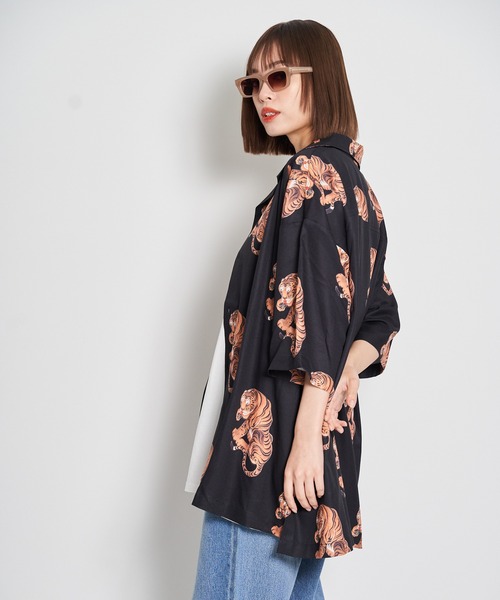 GALLIS ADDICTION(ガリスアディクション)の「GA TIGER O・C SHIRT/虎柄 オープンカラー半袖シャツ(シャツ/ブラウス・メンズ・ブラック/ベージュ・FREE)」の13枚目の写真