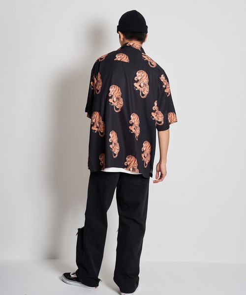GALLIS ADDICTION(ガリスアディクション)の「GA TIGER O・C SHIRT/虎柄 オープンカラー半袖シャツ(シャツ/ブラウス・メンズ・ブラック/ベージュ・FREE)」の9枚目の写真