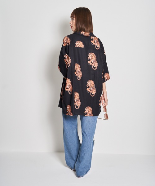 GALLIS ADDICTION(ガリスアディクション)の「GA TIGER O・C SHIRT/虎柄 オープンカラー半袖シャツ(シャツ/ブラウス・メンズ・ブラック/ベージュ・FREE)」の5枚目の写真