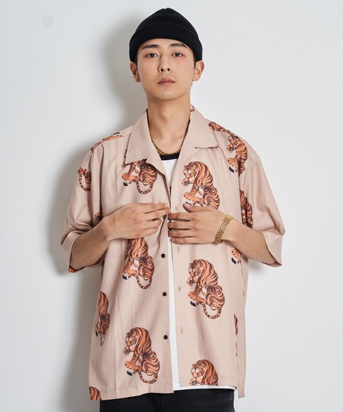 GALLIS ADDICTION(ガリスアディクション)の「GA TIGER O・C SHIRT/虎柄 オープンカラー半袖シャツ(シャツ/ブラウス・メンズ・ブラック/ベージュ・FREE)」の10枚目の写真