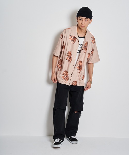 GALLIS ADDICTION(ガリスアディクション)の「GA TIGER O・C SHIRT/虎柄 オープンカラー半袖シャツ(シャツ/ブラウス・メンズ・ブラック/ベージュ・FREE)」の11枚目の写真