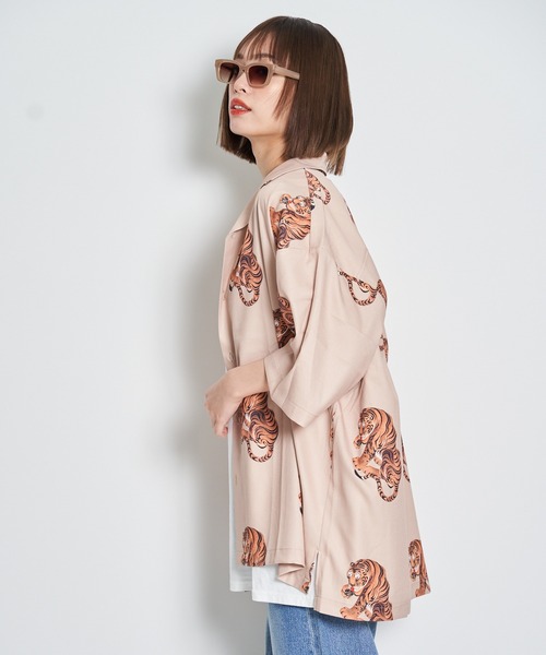 GALLIS ADDICTION(ガリスアディクション)の「GA TIGER O・C SHIRT/虎柄 オープンカラー半袖シャツ(シャツ/ブラウス・メンズ・ブラック/ベージュ・FREE)」の6枚目の写真