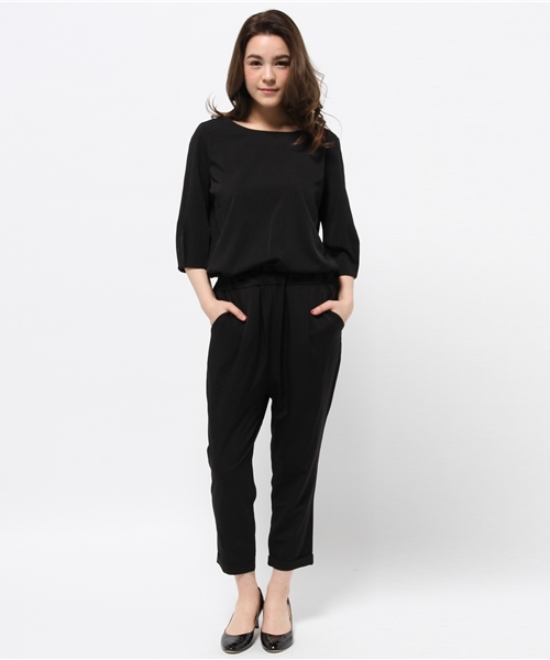 OUTLET（アウトレット）の「【CAPRICIEUX LE'MAGE】7分袖コンビネゾン（サロペット/オーバーオール・レディース・ベージュ/ブラック・FREE）」の2枚目の写真