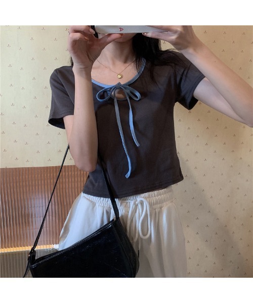 almo（アルモ）の「2WAYストラップネック MINI Tシャツ(TS)（Tシャツ/カットソー・レディース・イエロー/チャコールグレー/ピンク/ブルー・FREE）」の18枚目の写真