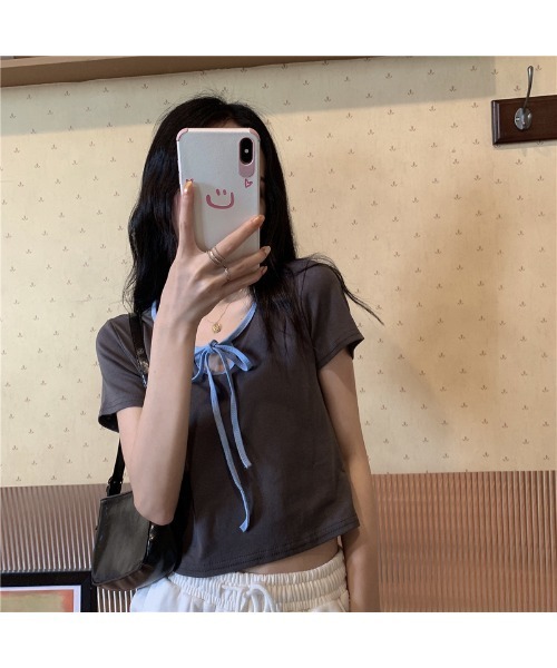 almo（アルモ）の「2WAYストラップネック MINI Tシャツ(TS)（Tシャツ/カットソー・レディース・イエロー/チャコールグレー/ピンク/ブルー・FREE）」の9枚目の写真