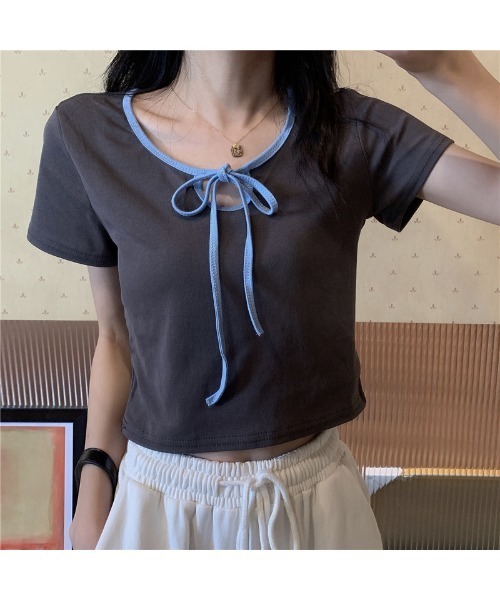 almo（アルモ）の「2WAYストラップネック MINI Tシャツ(TS)（Tシャツ/カットソー・レディース・イエロー/チャコールグレー/ピンク/ブルー・FREE）」の20枚目の写真