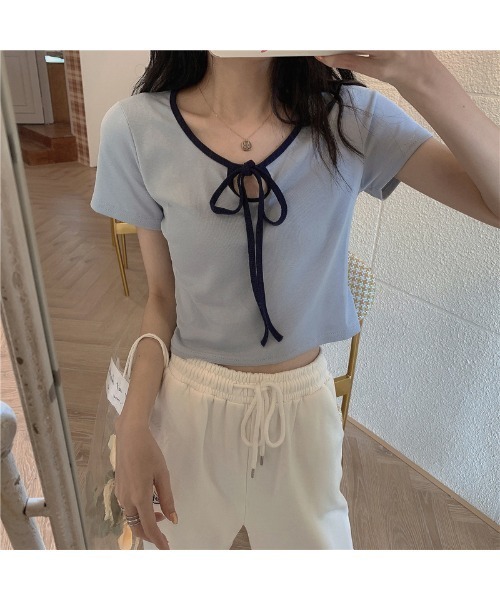 almo（アルモ）の「2WAYストラップネック MINI Tシャツ(TS)（Tシャツ/カットソー・レディース・イエロー/チャコールグレー/ピンク/ブルー・FREE）」の16枚目の写真