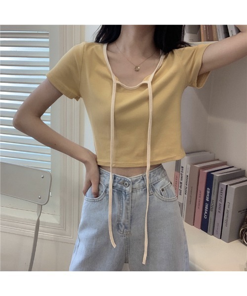 almo（アルモ）の「2WAYストラップネック MINI Tシャツ(TS)（Tシャツ/カットソー・レディース・イエロー/チャコールグレー/ピンク/ブルー・FREE）」の19枚目の写真