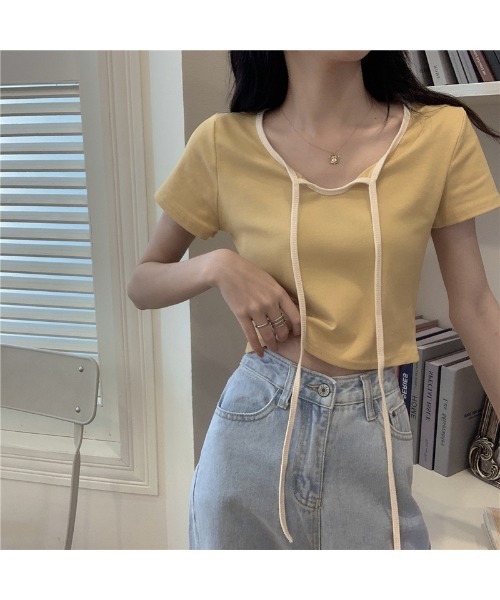 almo（アルモ）の「2WAYストラップネック MINI Tシャツ(TS)（Tシャツ/カットソー・レディース・イエロー/チャコールグレー/ピンク/ブルー・FREE）」の21枚目の写真