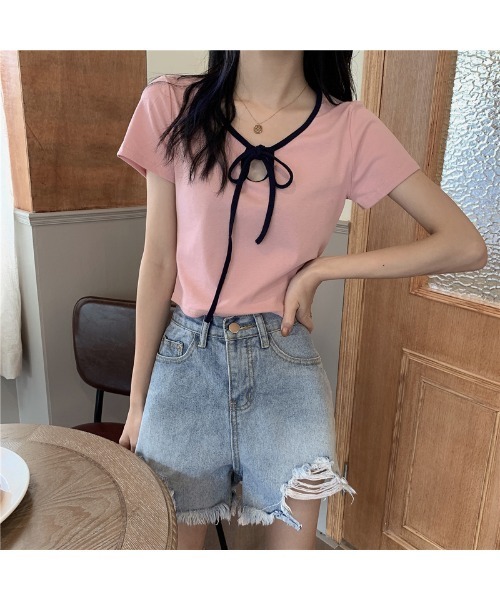 almo（アルモ）の「2WAYストラップネック MINI Tシャツ(TS)（Tシャツ/カットソー・レディース・イエロー/チャコールグレー/ピンク/ブルー・FREE）」の17枚目の写真