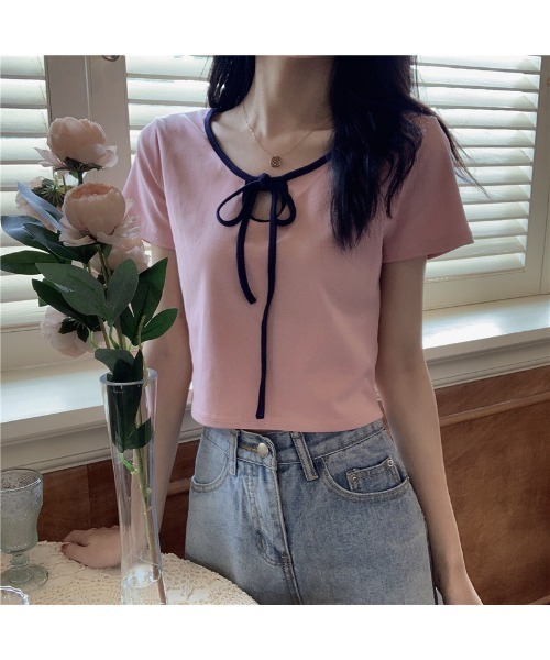 almo（アルモ）の「2WAYストラップネック MINI Tシャツ(TS)（Tシャツ/カットソー・レディース・イエロー/チャコールグレー/ピンク/ブルー・FREE）」の12枚目の写真