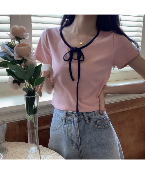 almo（アルモ）の「2WAYストラップネック MINI Tシャツ(TS)（Tシャツ/カットソー・レディース・イエロー/チャコールグレー/ピンク/ブルー・FREE）」の8枚目の写真