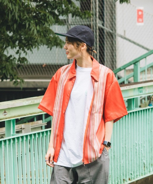 BROKEN BASE(ブロークンベース)の「ジップアップストライプ切り替えシャツ(シャツ/ブラウス・メンズ・ブラック/オレンジ・MEDIUM/LARGE)」の18枚目の写真