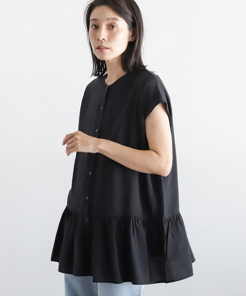 LEPSIM(レプシィム)の「スソギャザーフレンチスリーブブラウス 281828(シャツ/ブラウス・レディース・ブラック/オフホワイト/グリーン・FREE)」の2枚目の写真