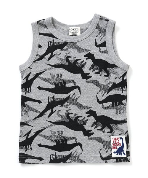 F.O.KIDS（エフオーキッズ）の「DINOSAUR タンクトップ（タンクトップ・キッズ・グレー/カーキ/オレンジ/ブルー・120/130/100/110/90/140/95/80）」の2枚目の写真